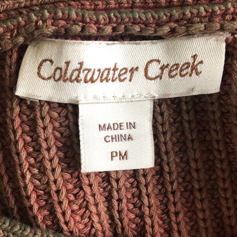 Coldwater Creek brown ribbed crop sweater size PM - Picture 3 of 5
